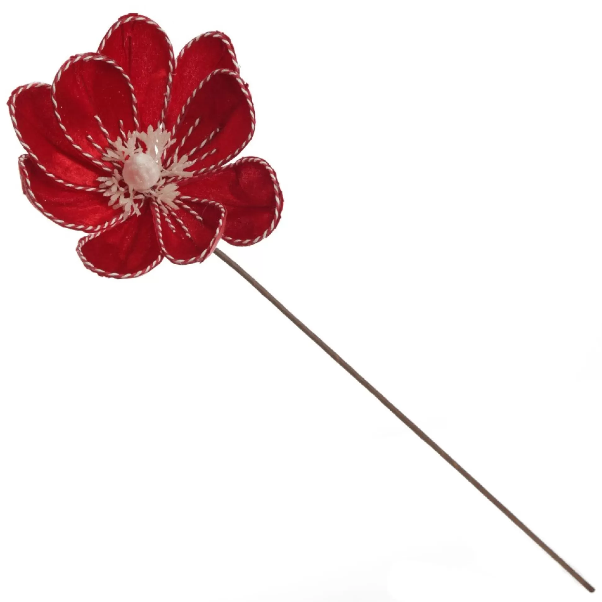 Red Magnolia Flower Stem with Twine Trim Christmas Flowers |