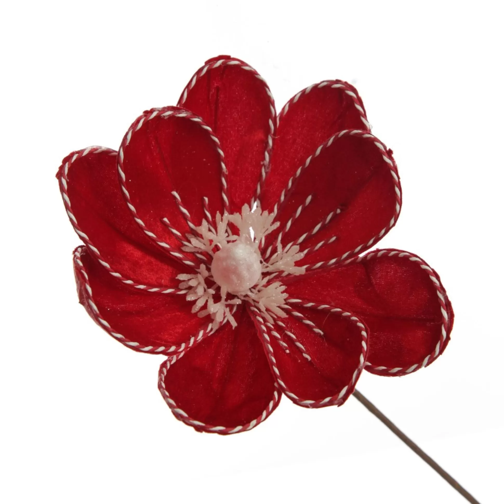 Red Magnolia Flower Stem with Twine Trim Christmas Flowers |