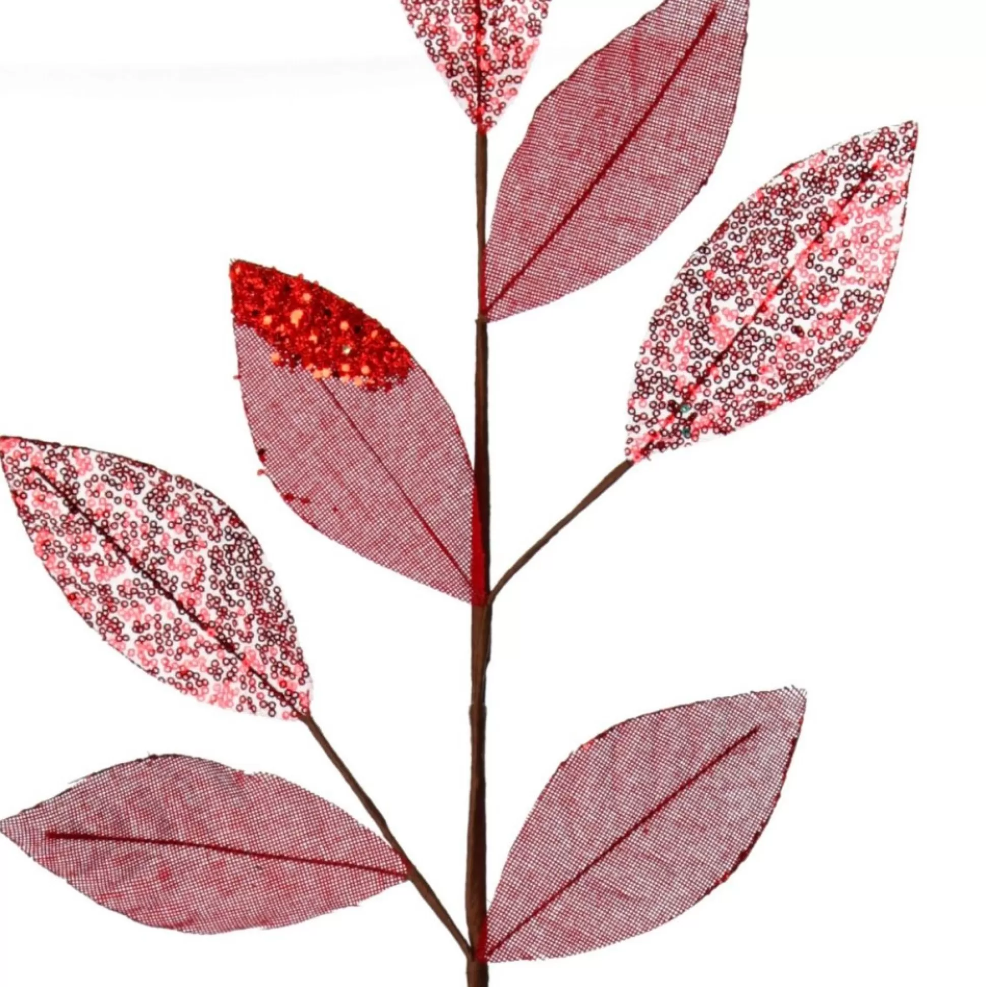 Red Mixed Leaf Burlap Sequin Spray Christmas Sprays |