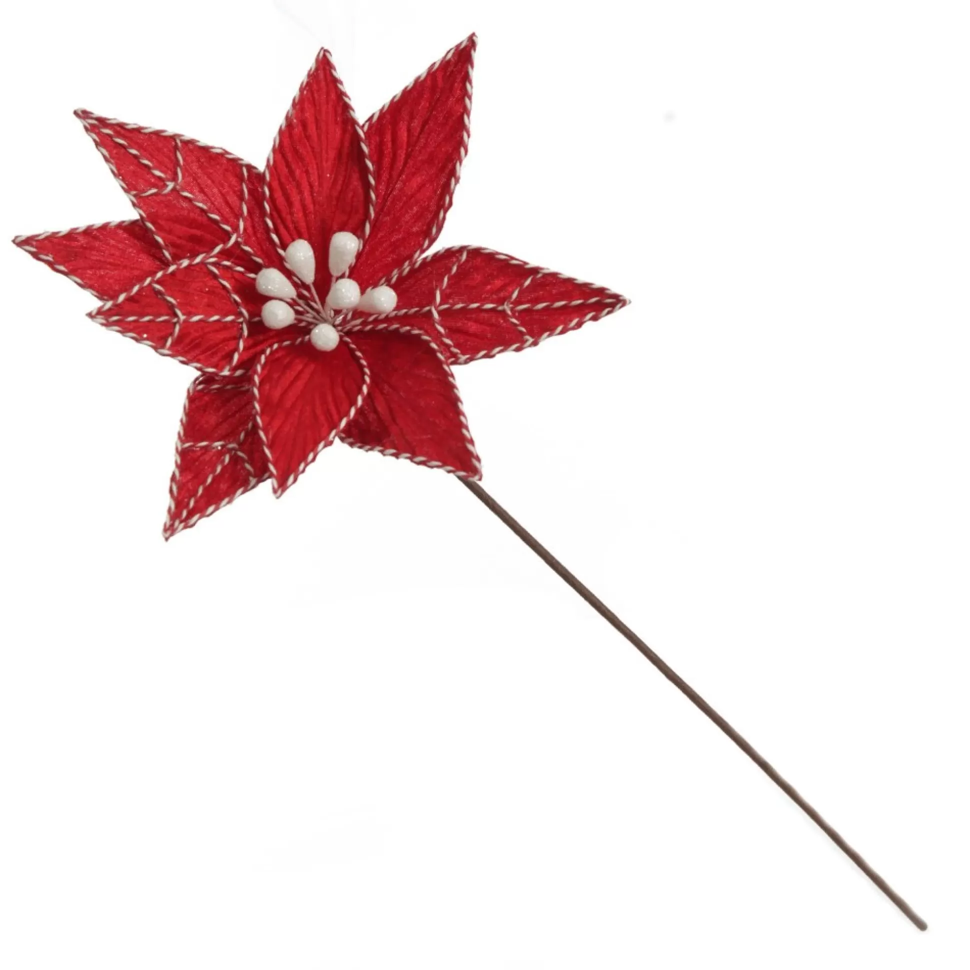 Red Poinsettia Flower Stem with Twine Trim Christmas Flowers |