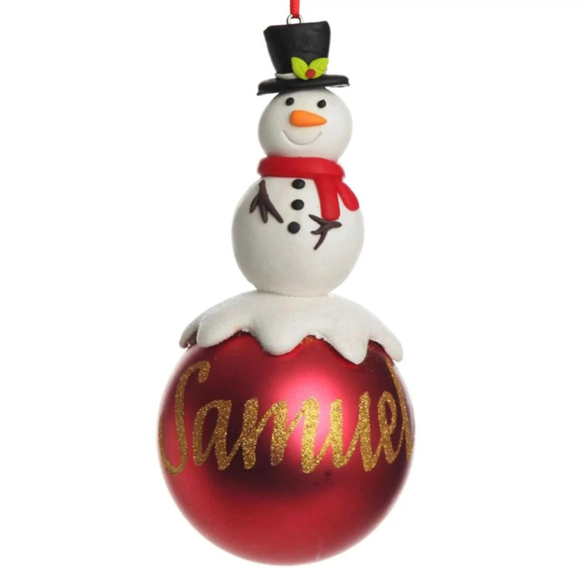 Red Snowman Christmas Character Bauble Personalised Baubles |