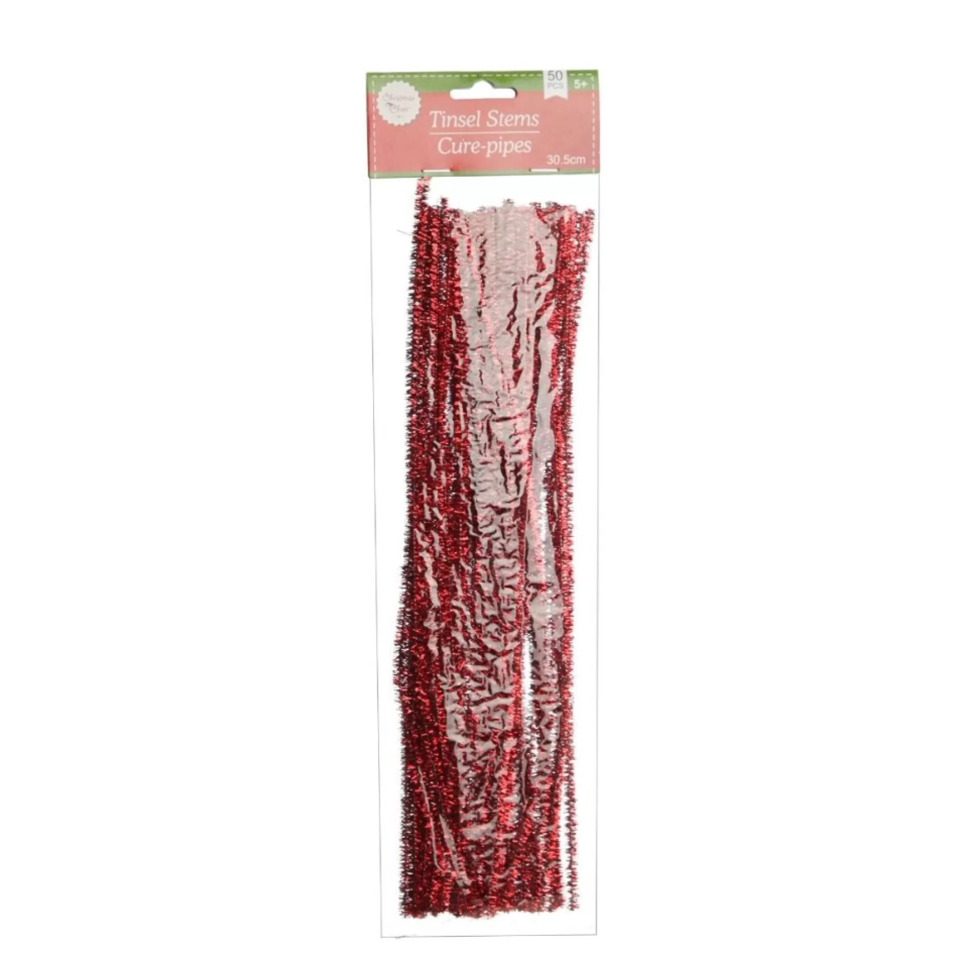 Red Tinsel Chenille Stem Pipe Cleaners - Pack of 45 Christmas Craft Supplies |