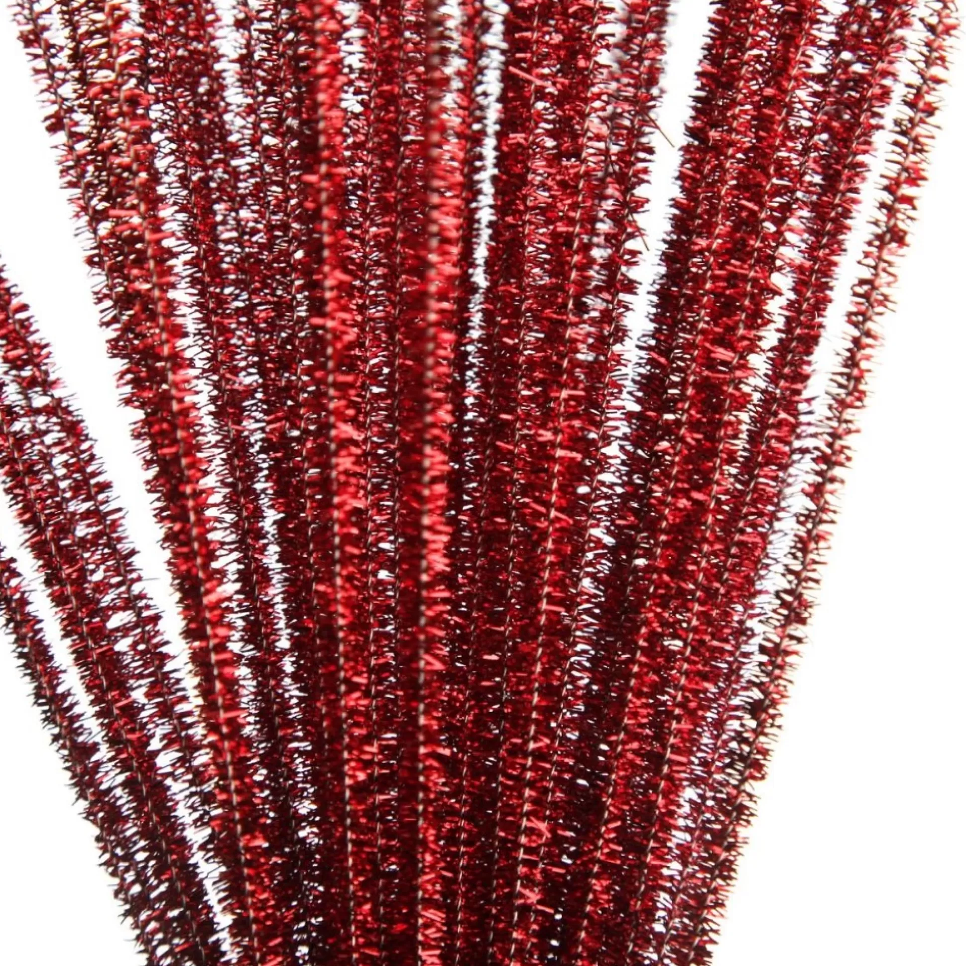 Red Tinsel Chenille Stem Pipe Cleaners - Pack of 45 Christmas Craft Supplies |