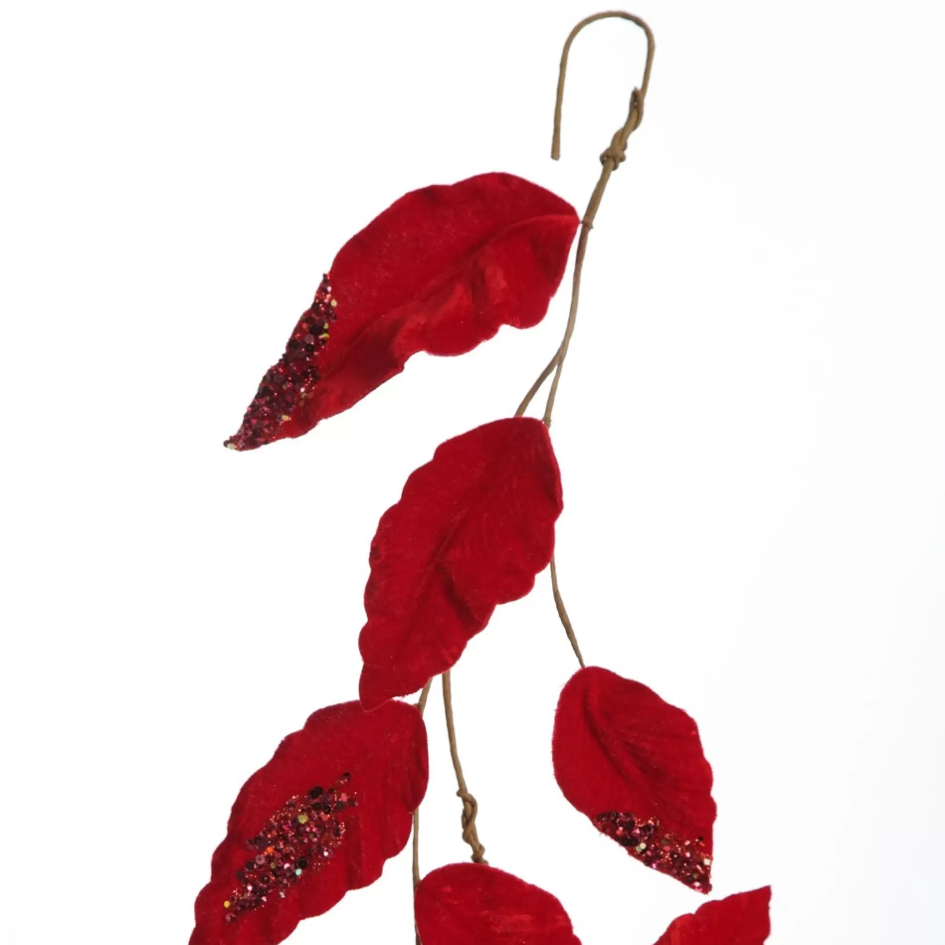 Red Velvet and Sequin Leaf Christmas Garland Christmas Garlands |