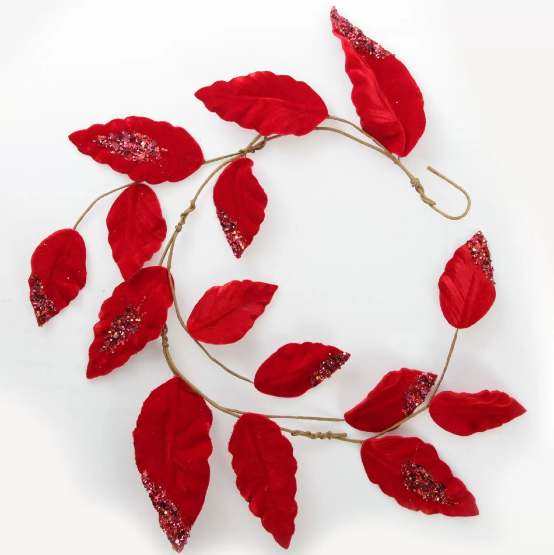 Red Velvet and Sequin Leaf Christmas Garland Christmas Garlands |