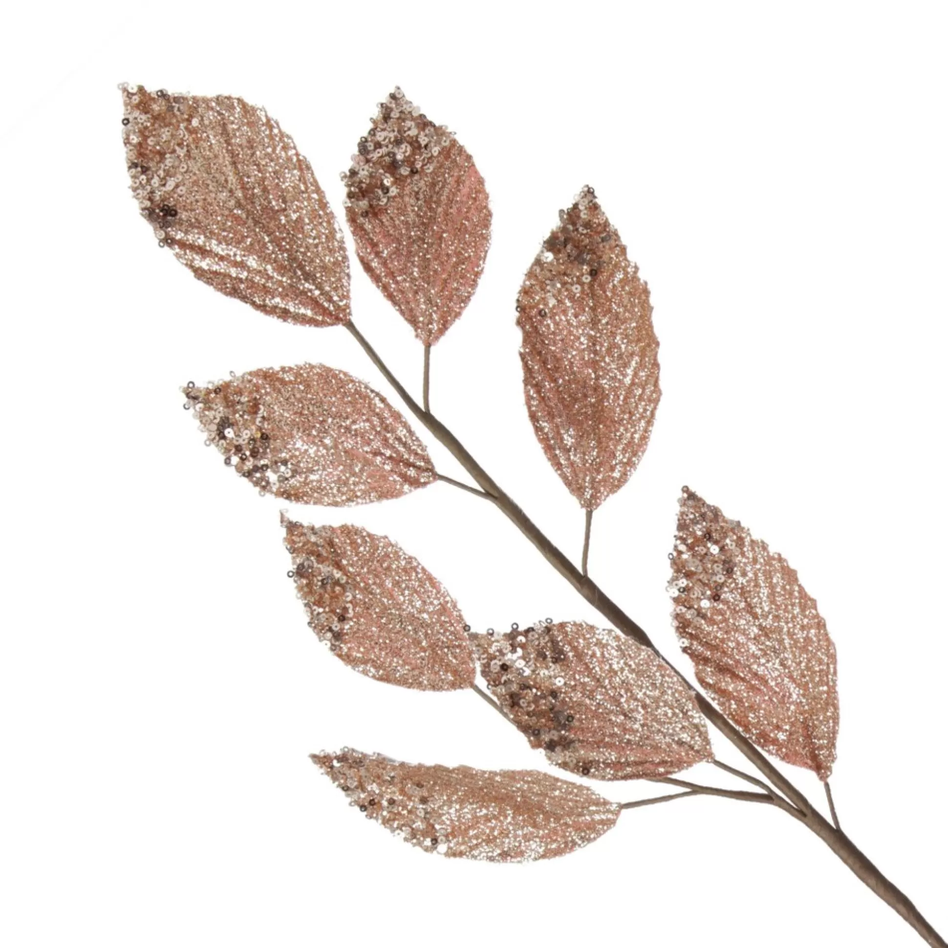 Rose Gold Glitter Leaf Spray with Sequin Tips Christmas Sprays |