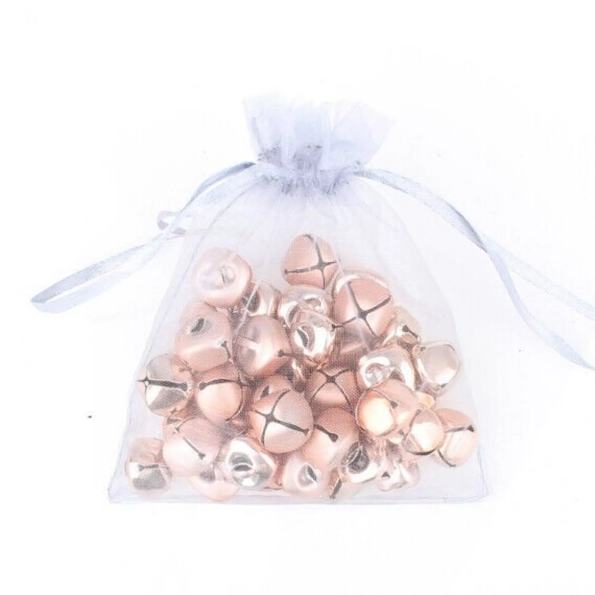 Rose Gold Mini Jingle Bell Decorations - Bag of 15 Christmas Craft Supplies |