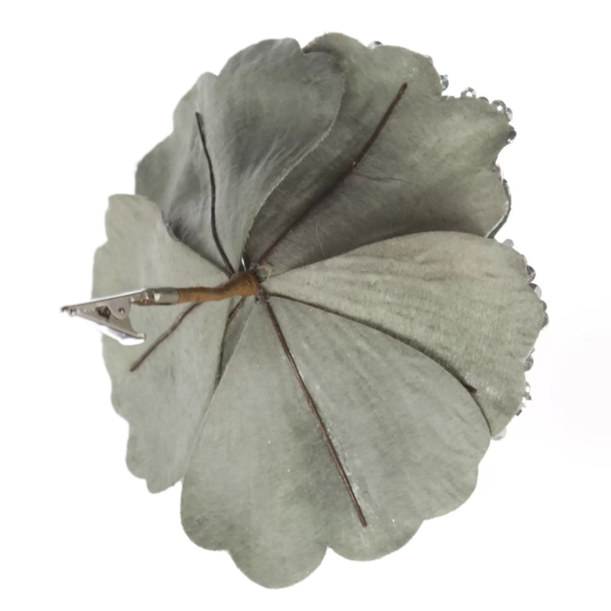 Sage Velvet Magnolia Flower Clip with Jewel Centre and Sequin Tips Christmas Flowers |