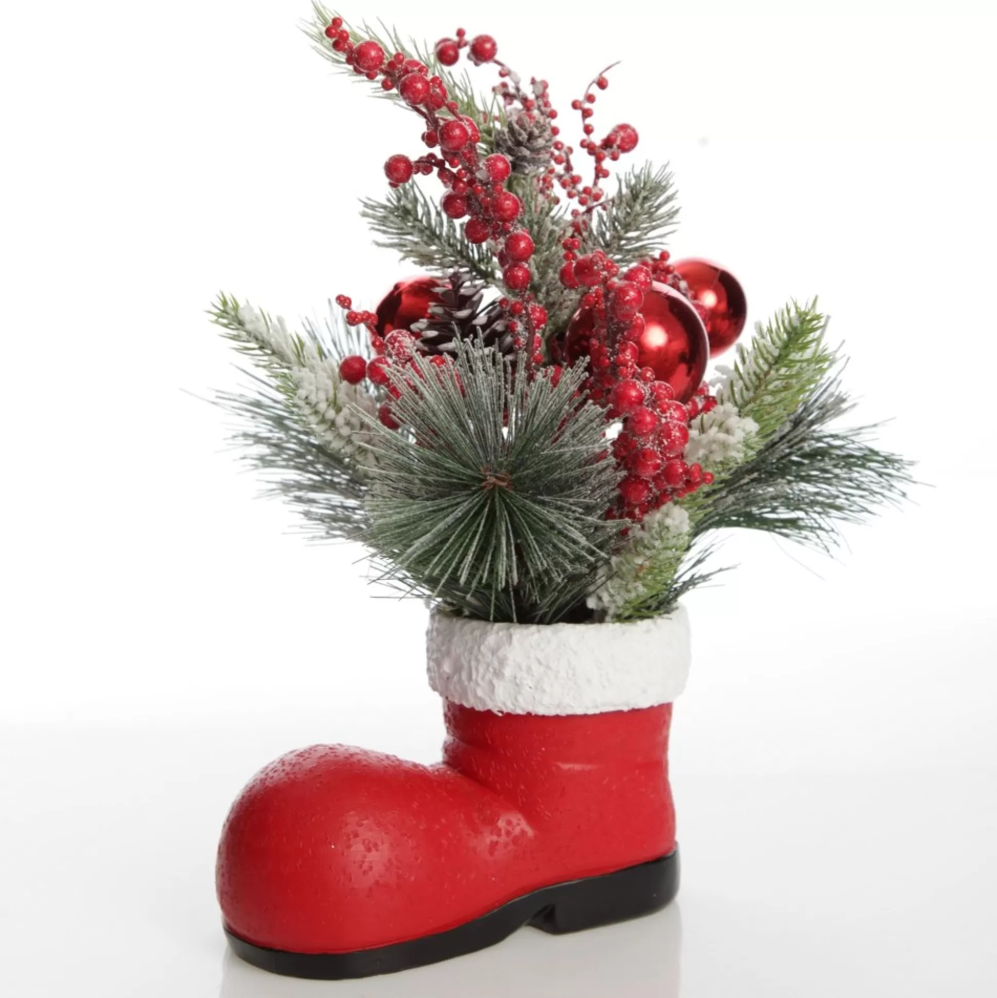 Santa Boot Christmas Ornament with Frosted Pine, Pinecone and Berries Christmas Ornaments |