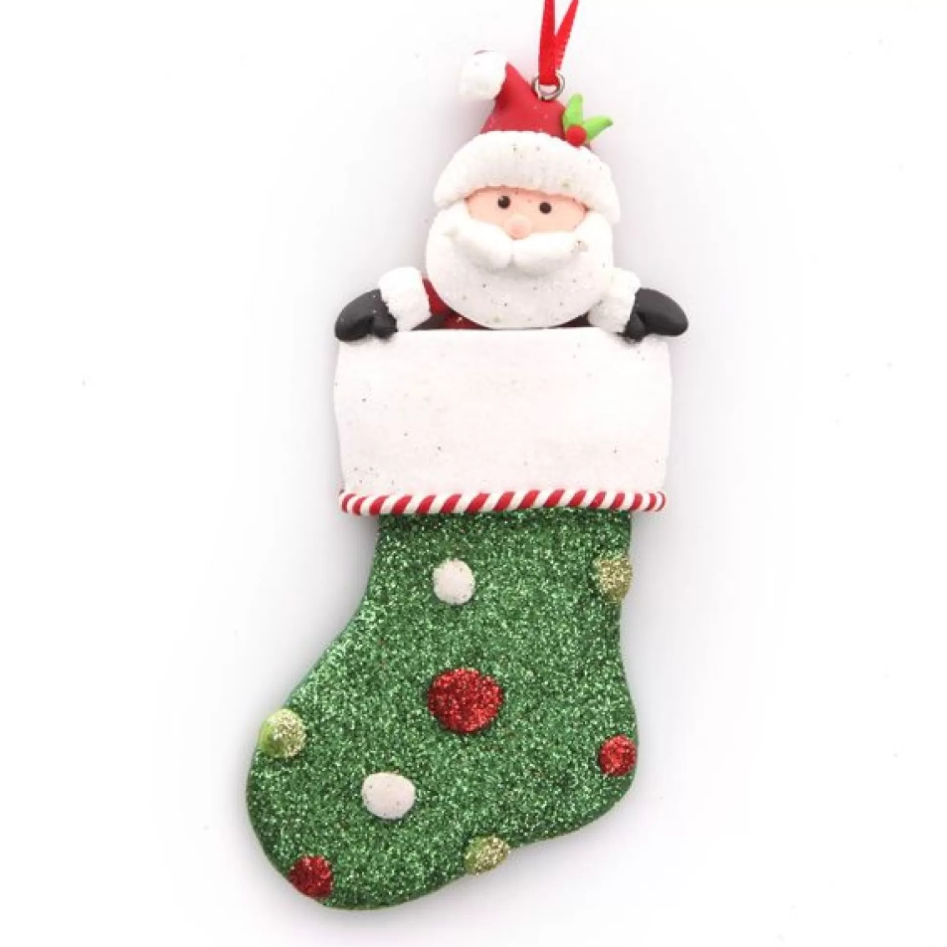 Santa in Glitter Stocking Decoration Personalised Decorations |