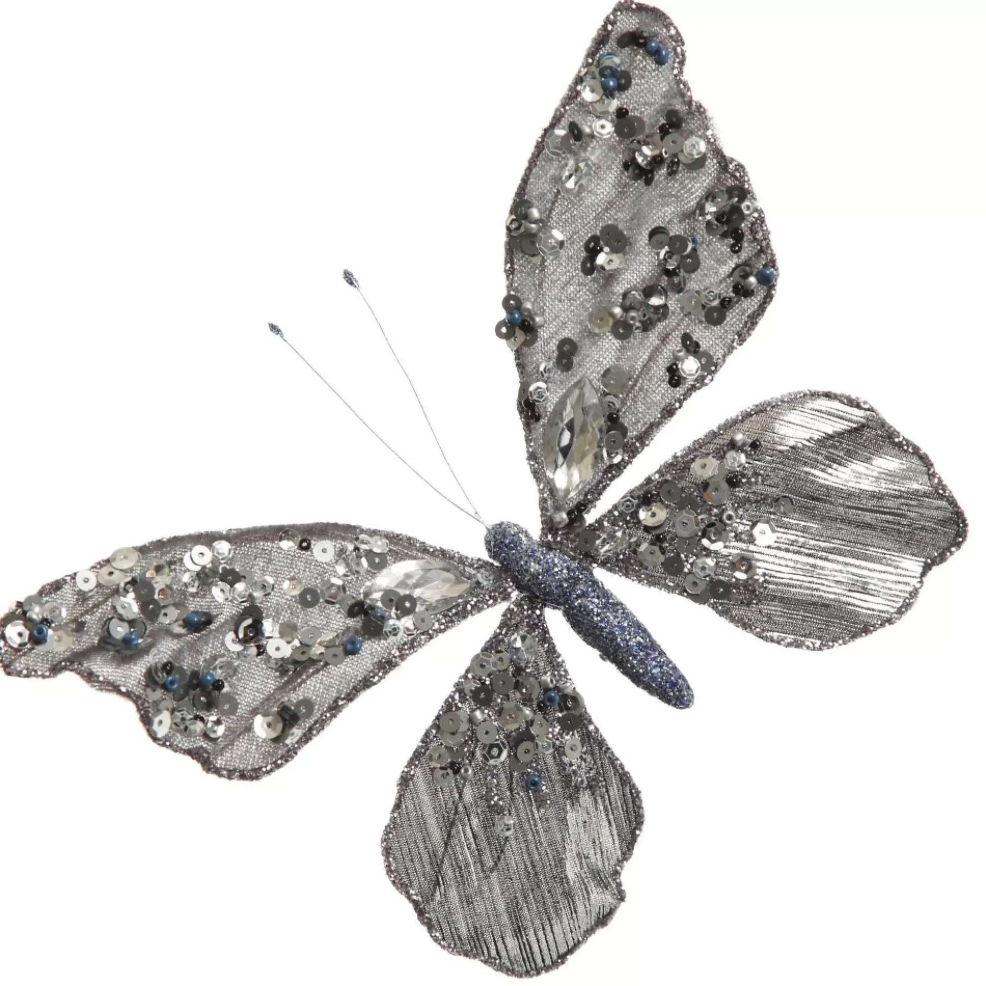 Shiny Blue Butterfly Clip with Sequin Embellishments Butterflies And Birds |