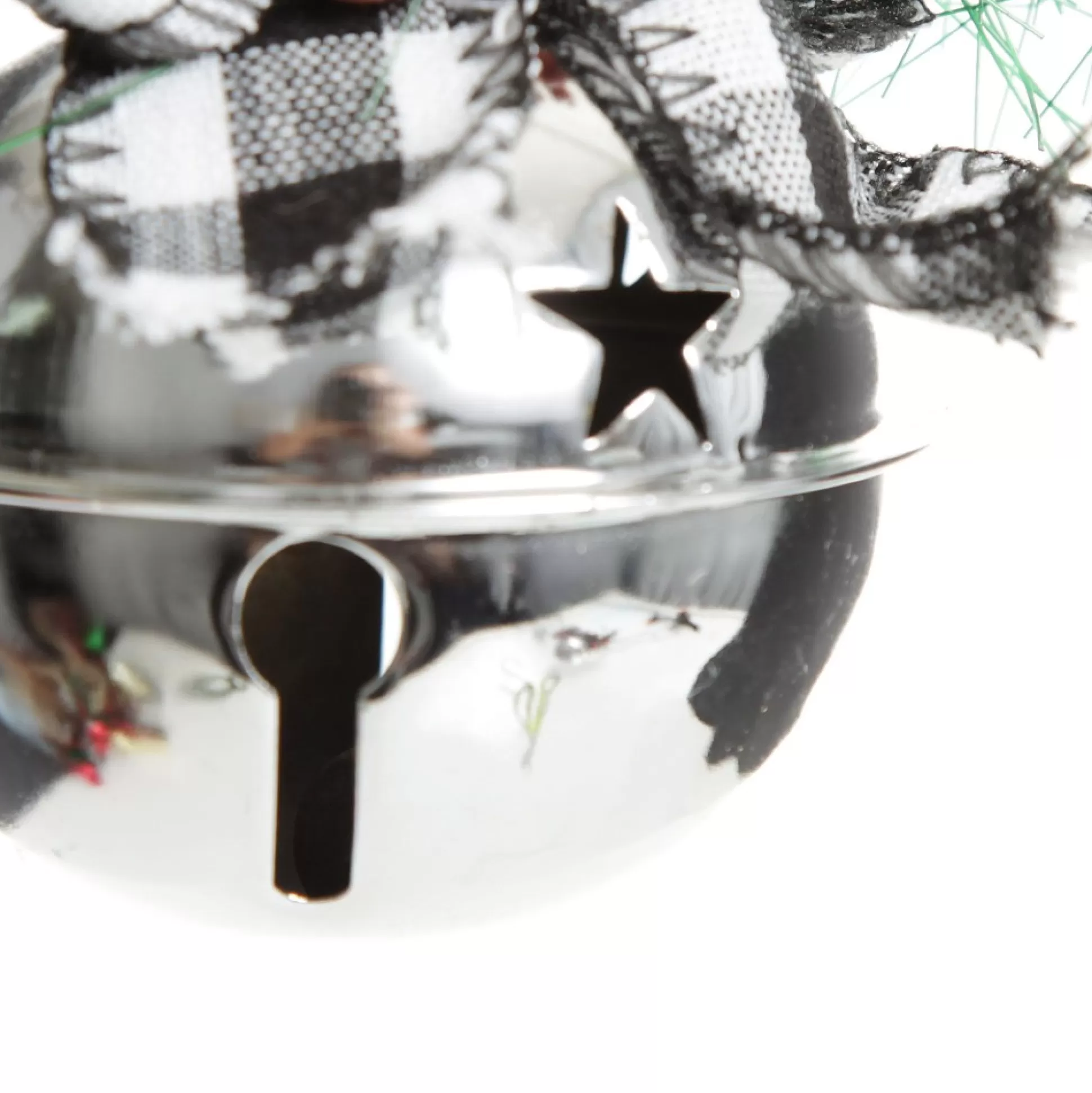 Silver Christmas Bell Door Hanger with Black Buffalo Check Bow Christmas Bells And Bows |