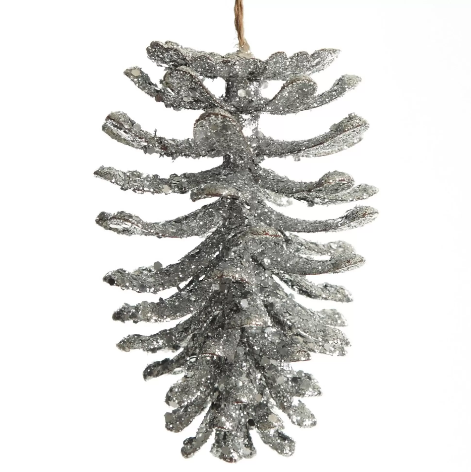 Silver Glitter Faux Hanging Pinecone Pinecones And Acorns |