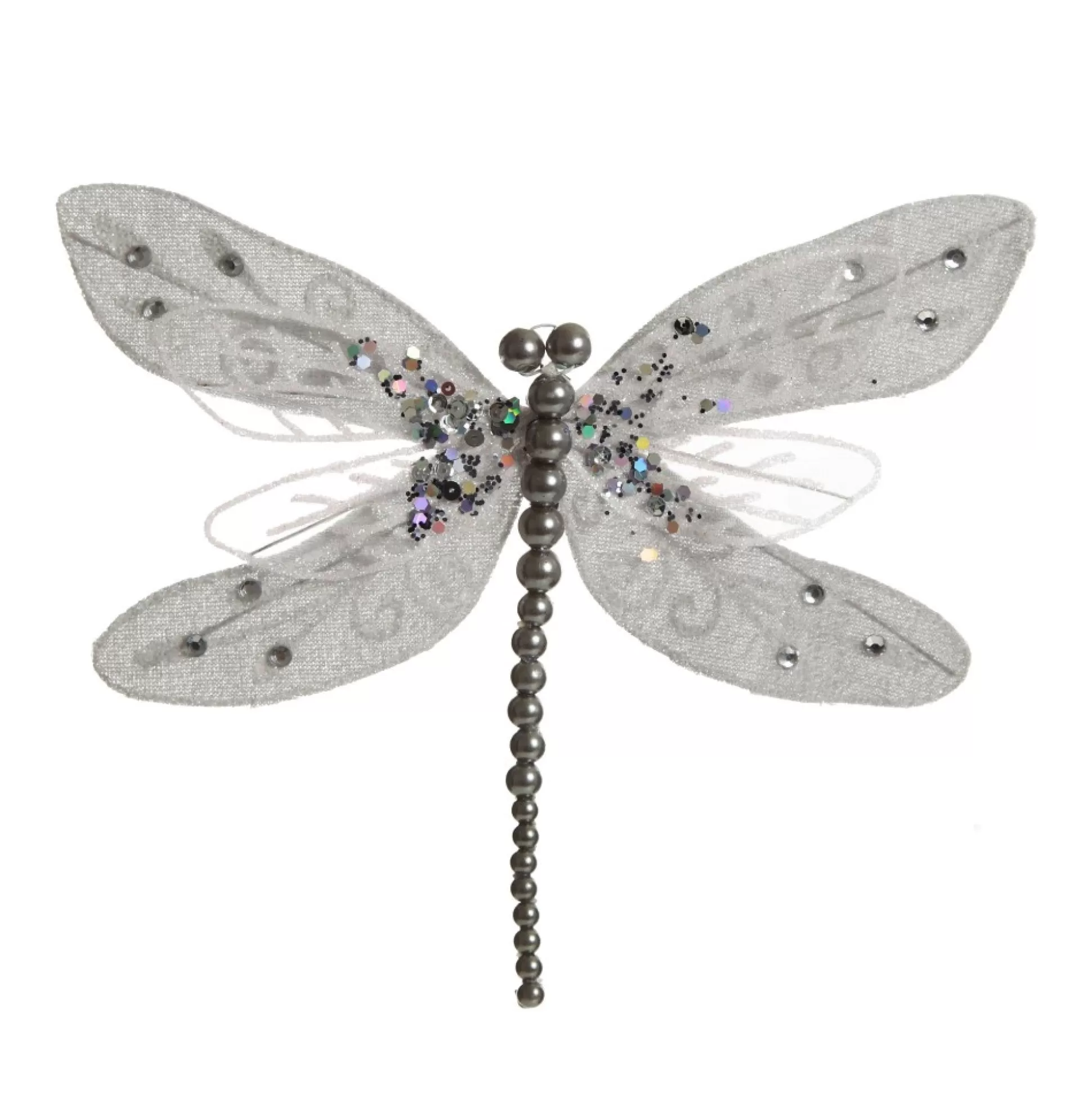 Silver Grey Dragonfly Clip Decoration Butterflies And Birds |