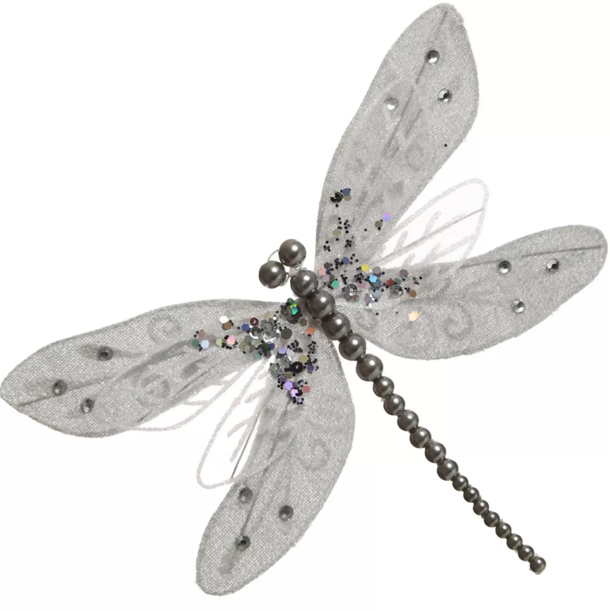 Silver Grey Dragonfly Clip Decoration Butterflies And Birds |