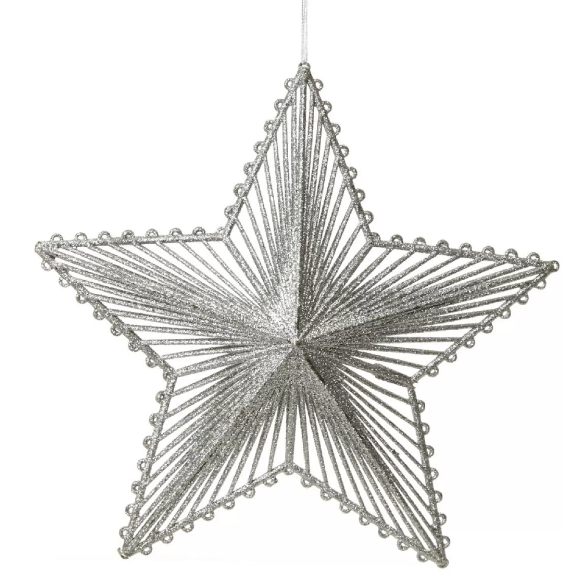 Silver Hollow Glitter Star Snowflakes And Stars |