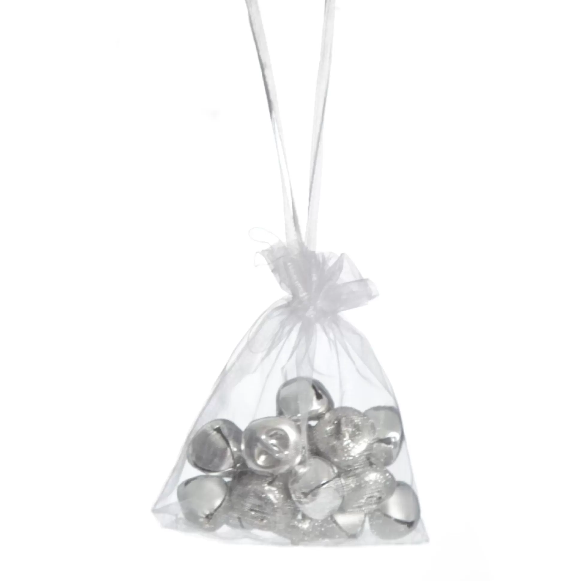 Silver Mini Jingle Bell Decorations - Bag of 15 Christmas Craft Supplies |