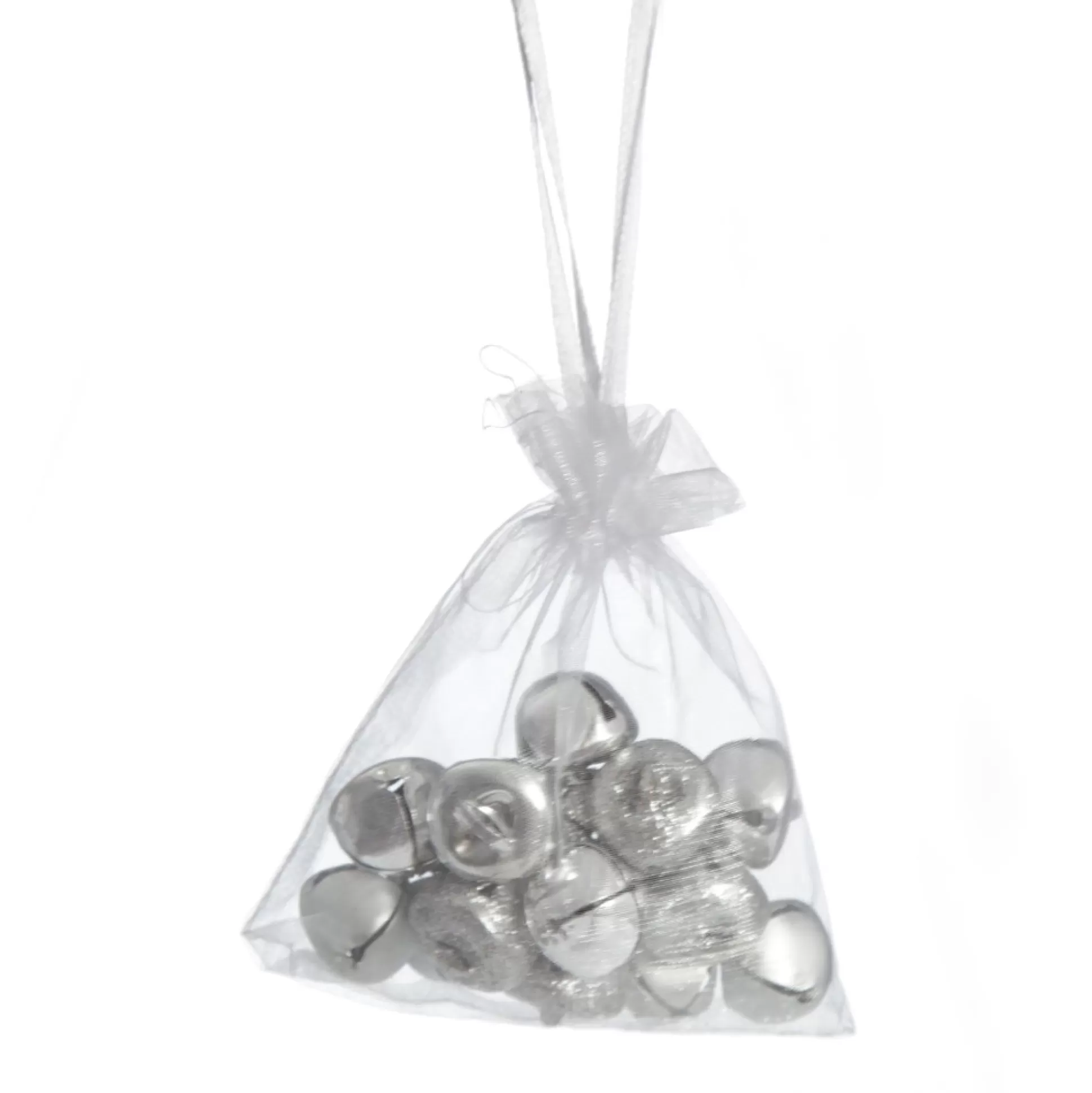 Silver Mini Jingle Bell Decorations - Bag of 15 Christmas Craft Supplies |