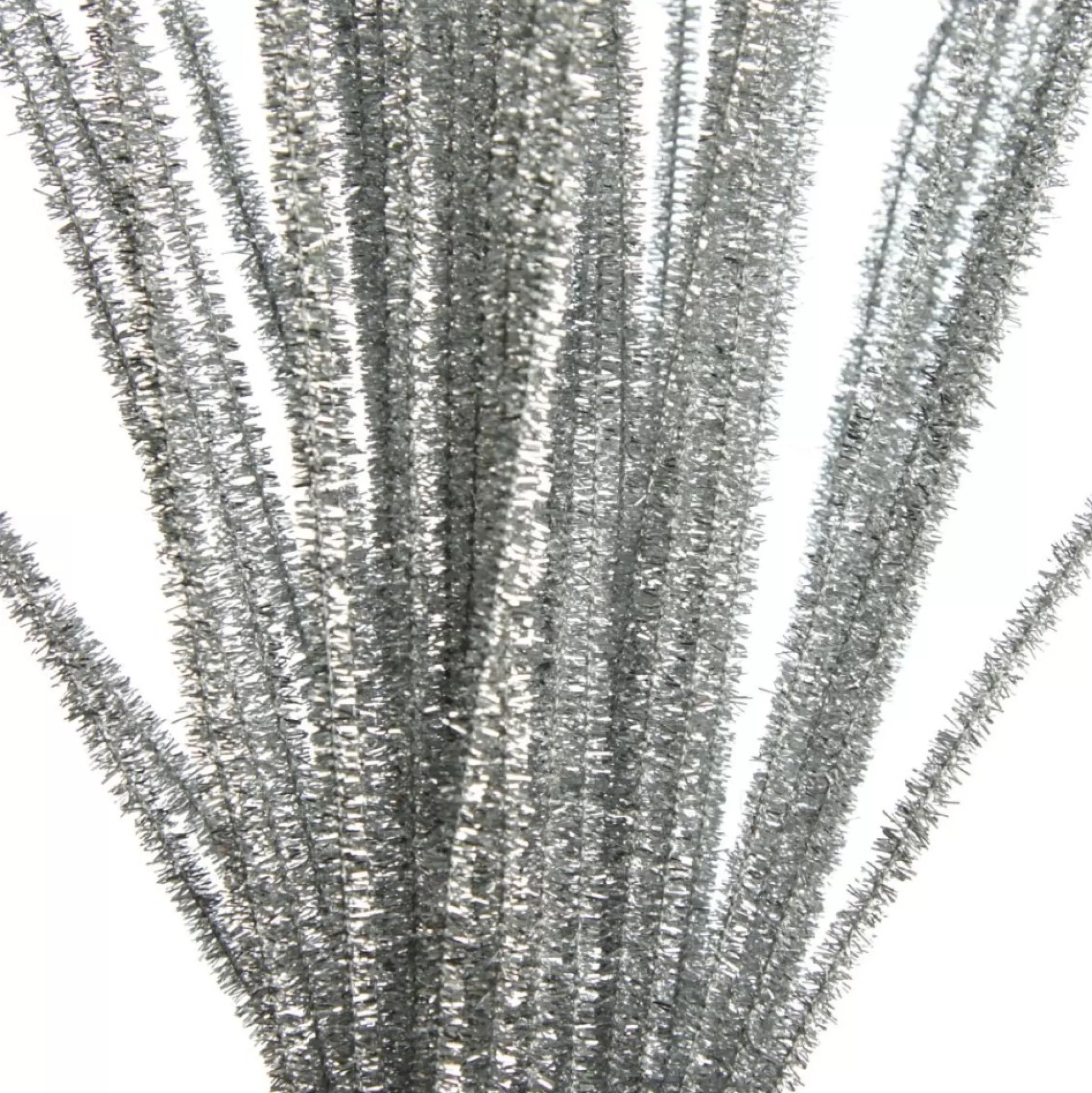 Silver Tinsel Chenille Stem Pipe Cleaners - Pack of 45 Christmas Craft Supplies |