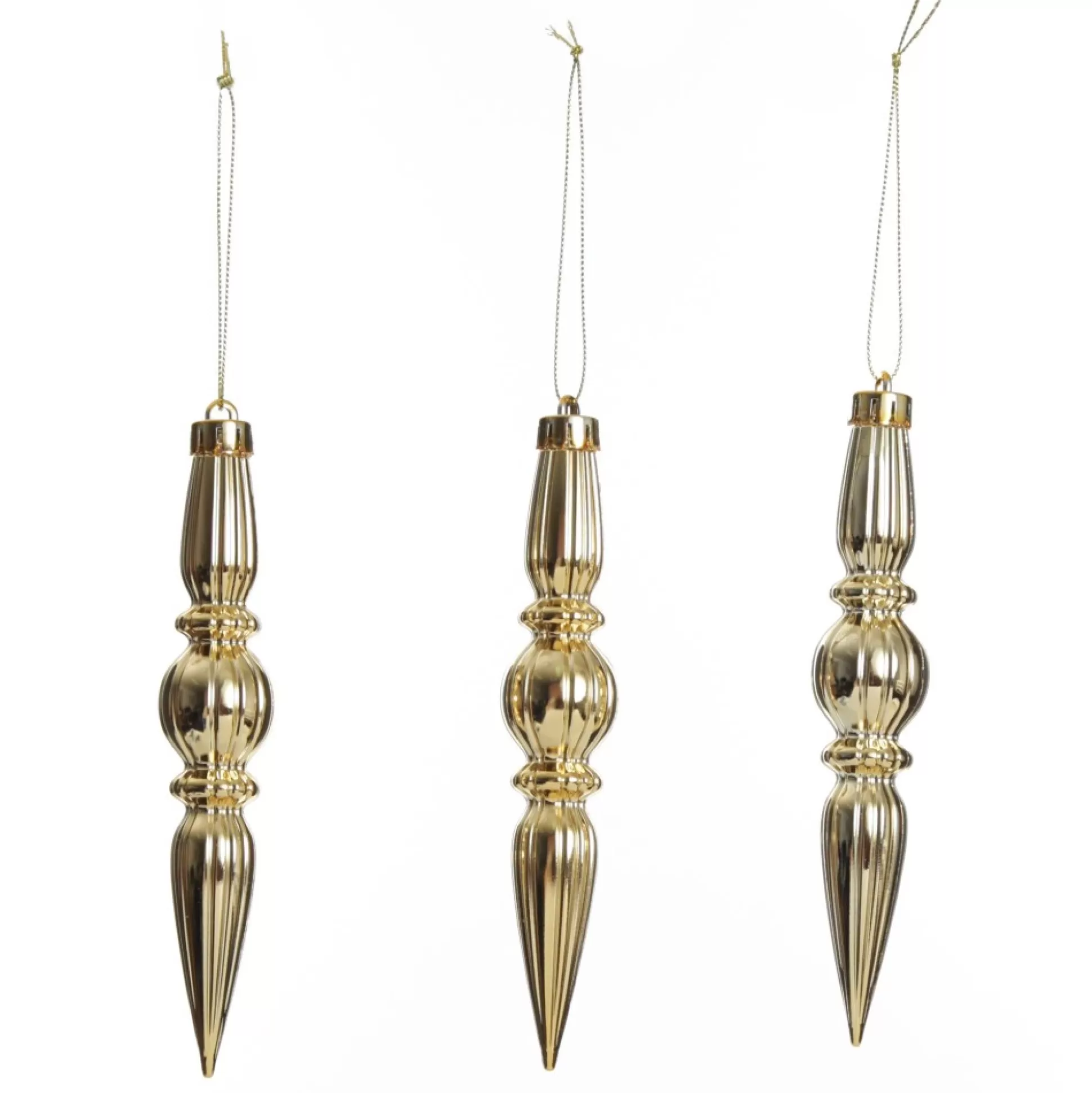 Small Champagne Christmas Finial Decoration - Set of 3 Finials And Drops |