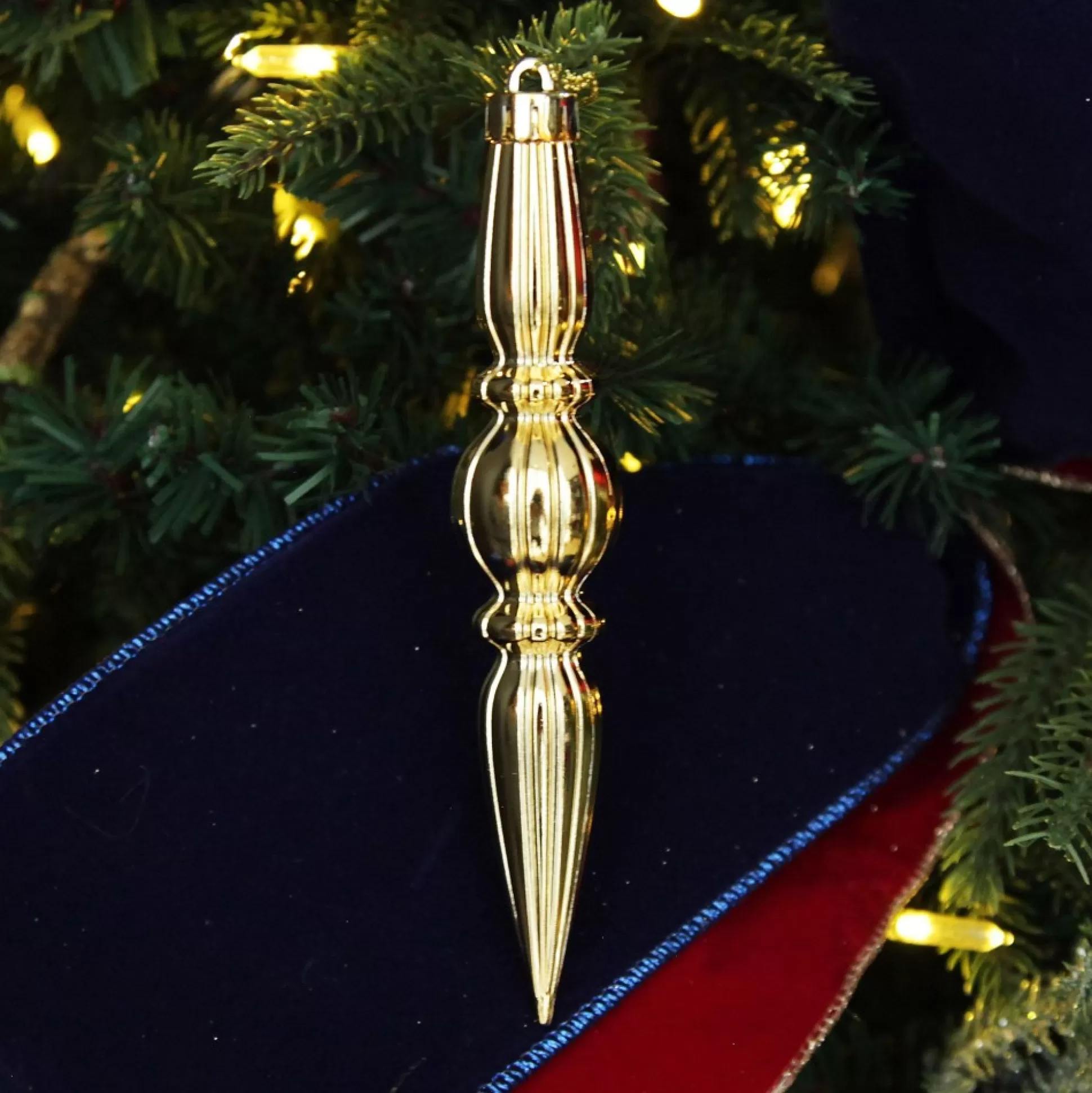 Small Champagne Christmas Finial Decoration - Set of 3 Finials And Drops |