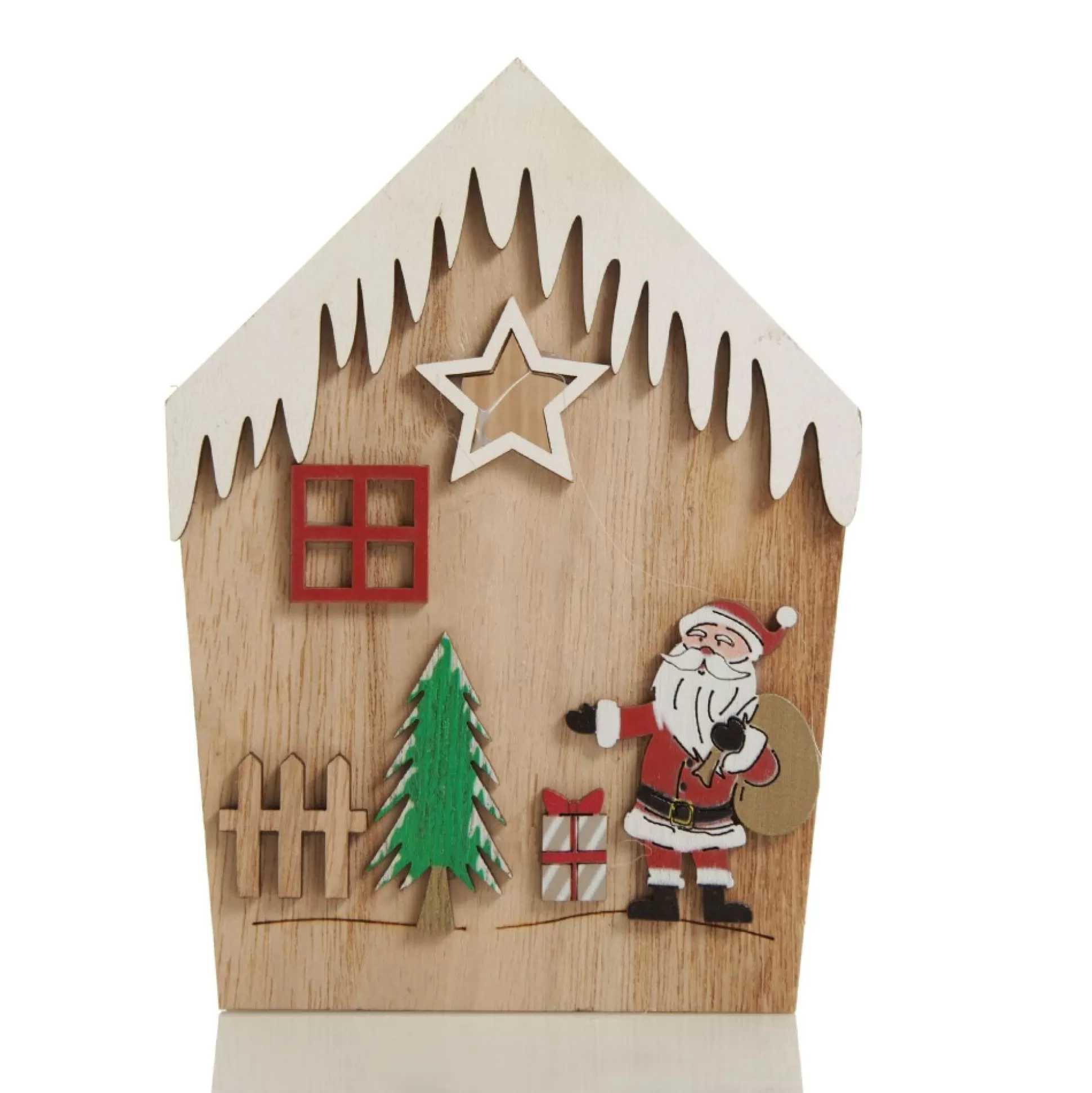 Small Plywood Winter Christmas Decorated House Open Box Christmas Craft Supplies |