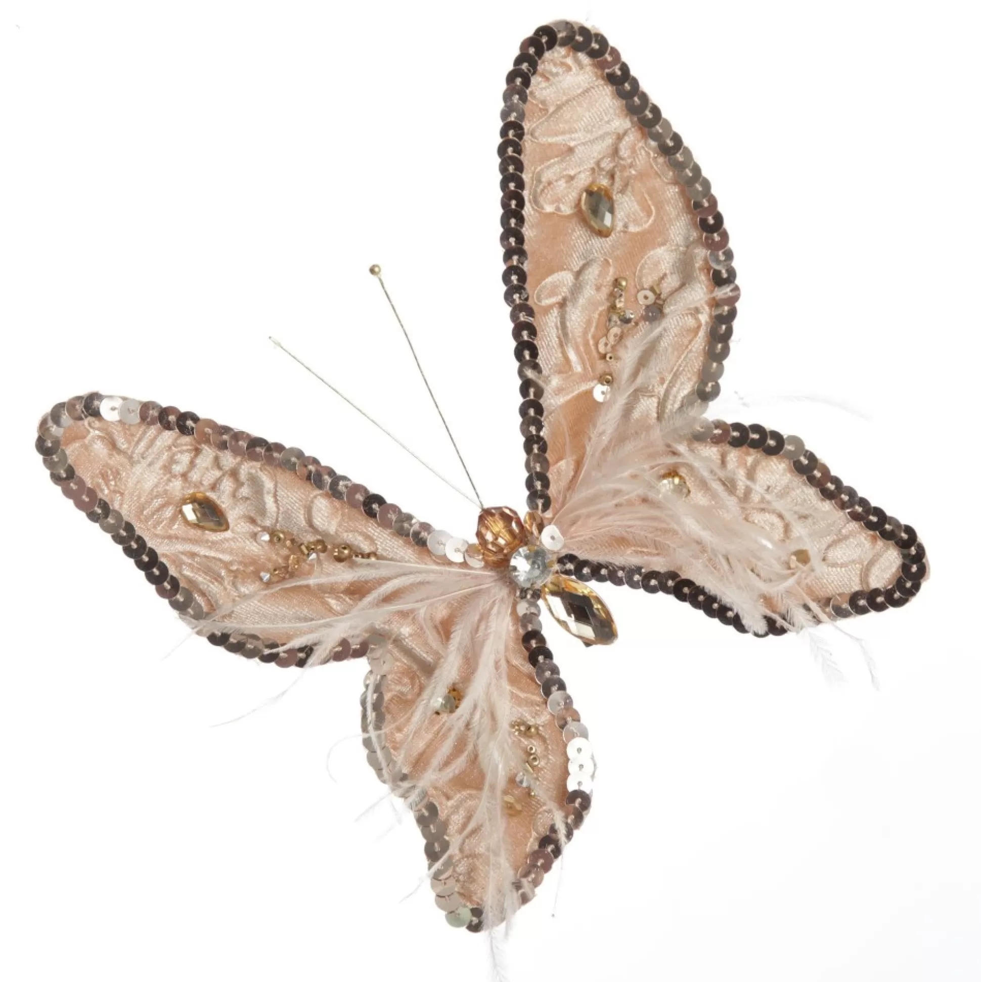 Taupe Sequin and Jewel Butterfly Clip Butterflies And Birds |