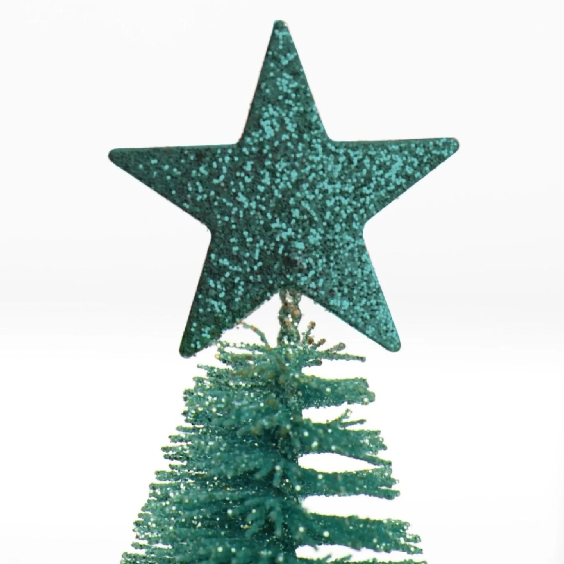 Teal Bottle Brush Tree - Small Set of 2 Table Top Christmas Trees |