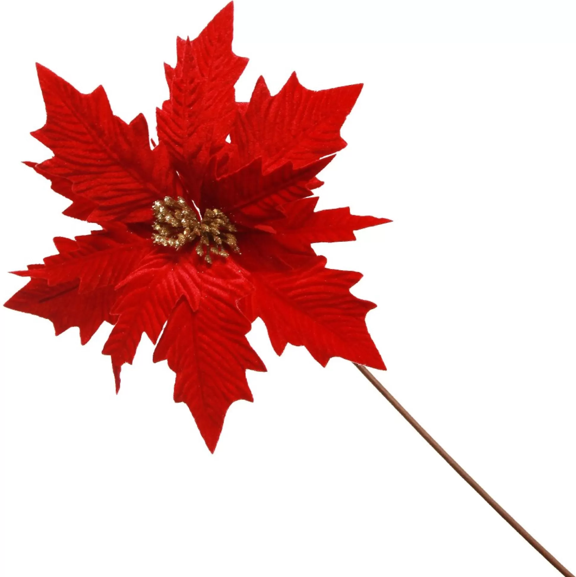 Traditional Red Velvet Poinsettia Flower Stem Christmas Flowers |