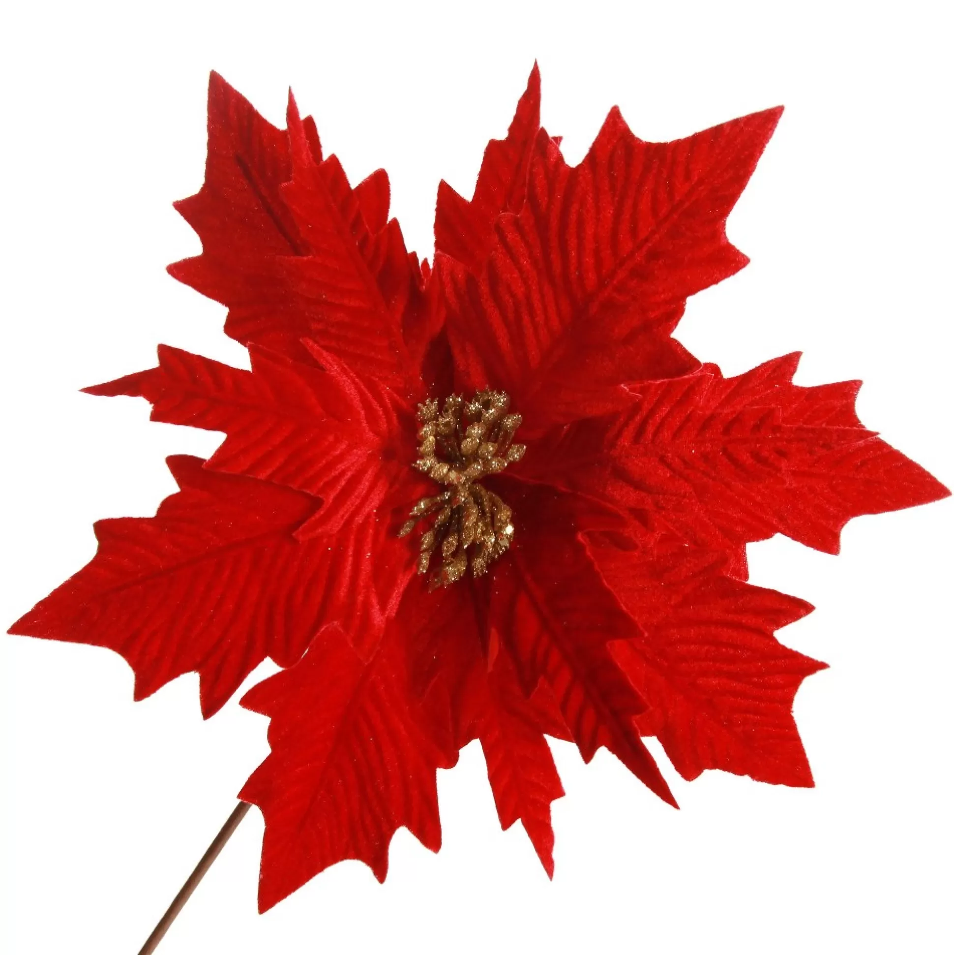 Traditional Red Velvet Poinsettia Flower Stem Christmas Flowers |