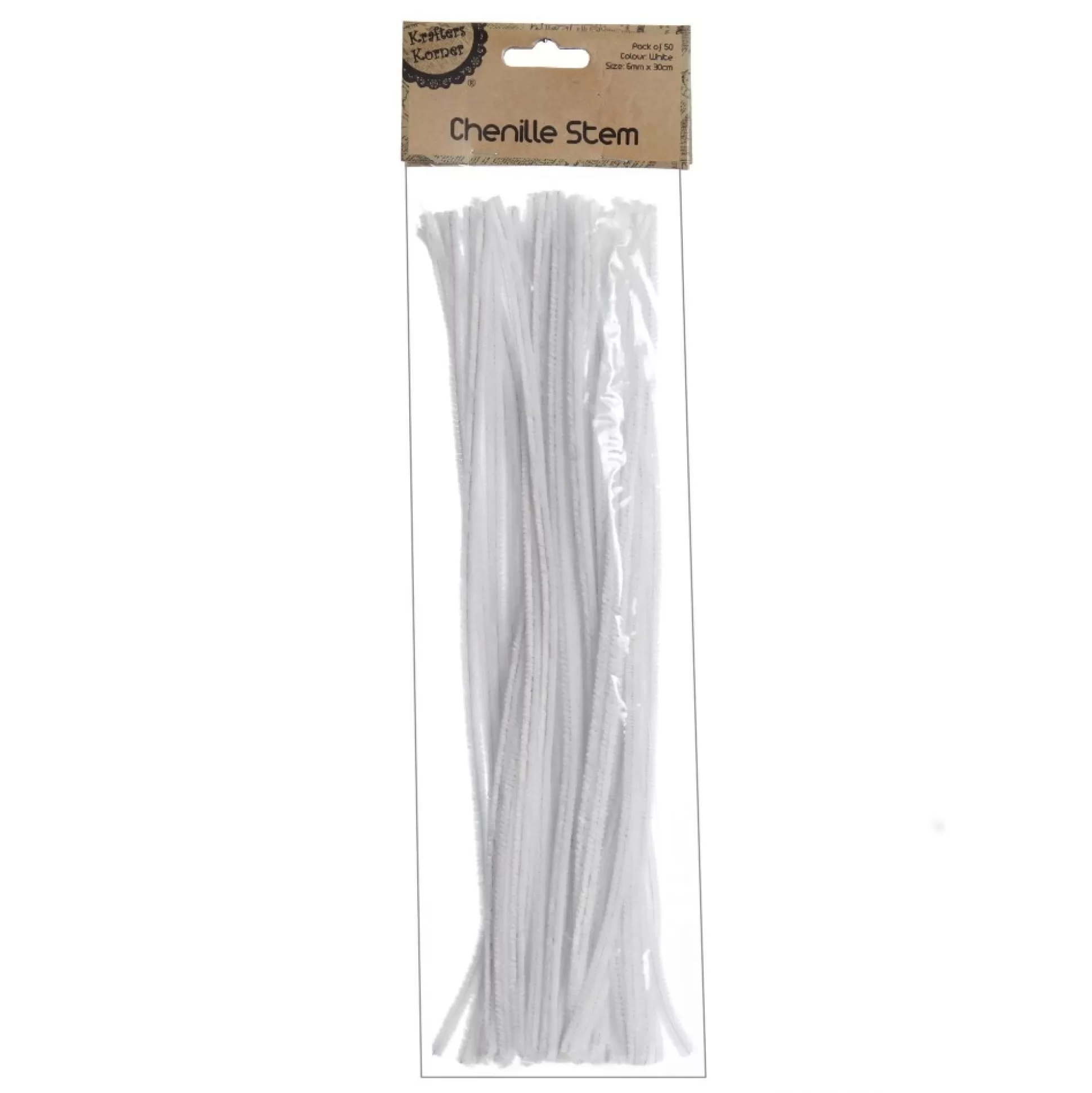 White Chenille Stem Pipe Cleaners - Pack of 50 Christmas Craft Supplies |