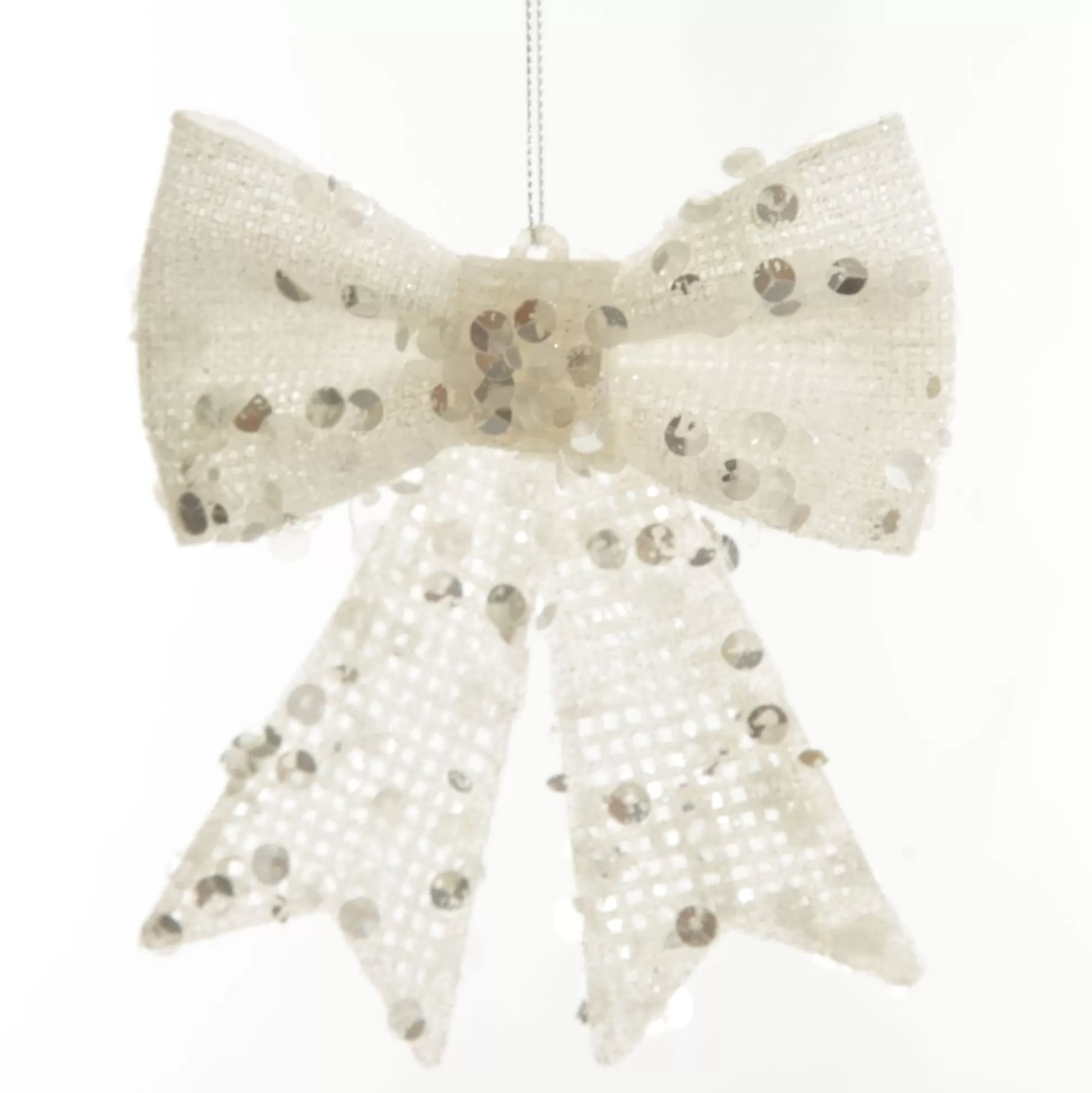 White Glitter Mesh Bow Christmas Bells And Bows |