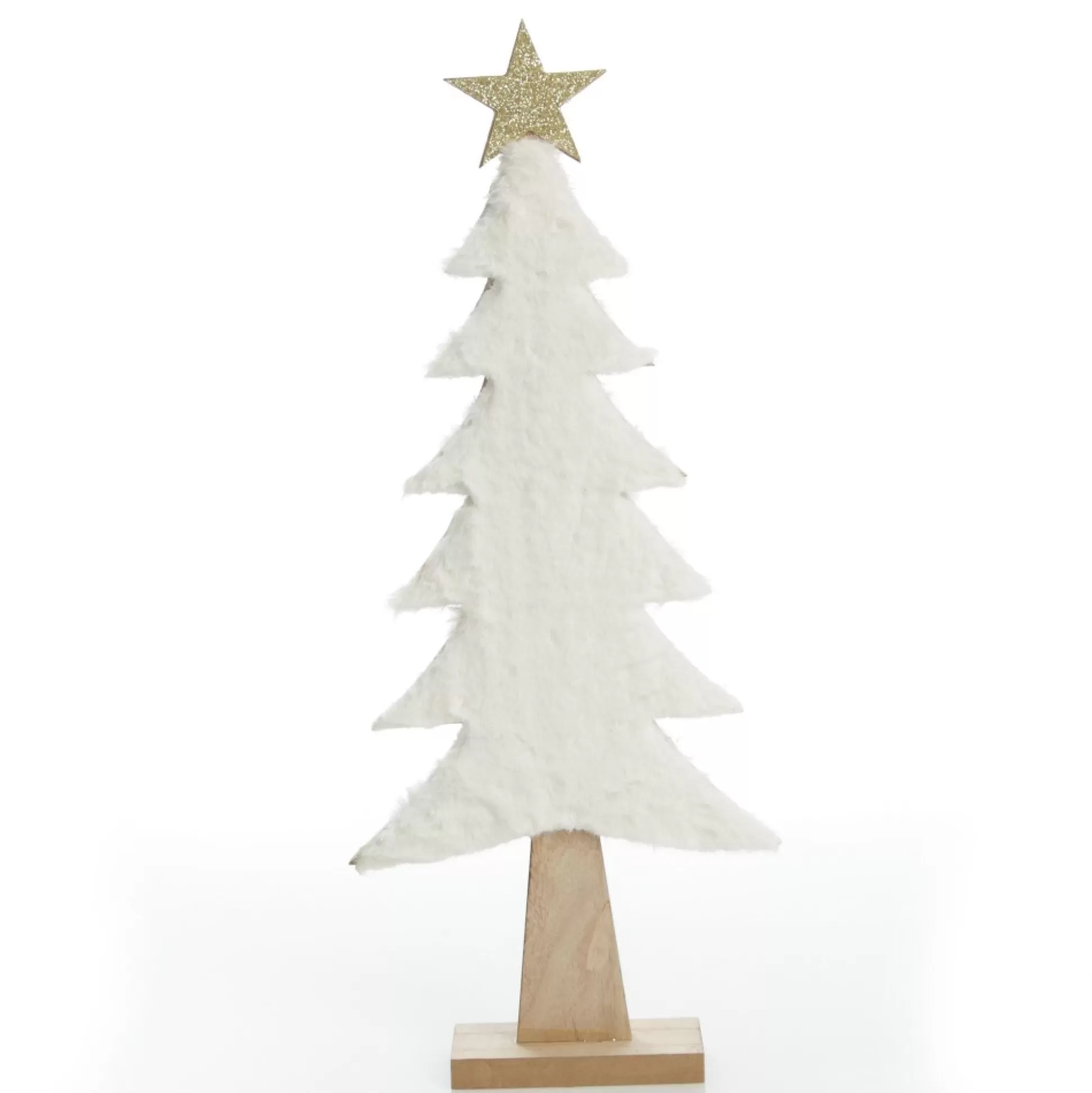 Wooden Christmas Tree with Fur and Star Ornament Table Top Christmas Trees |